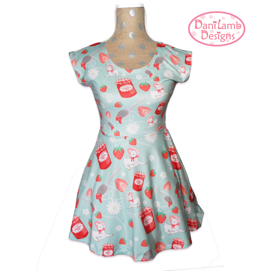 strawberry print dress mint