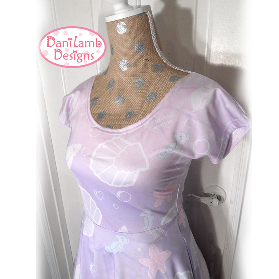 pastel lavender ocean themed dress