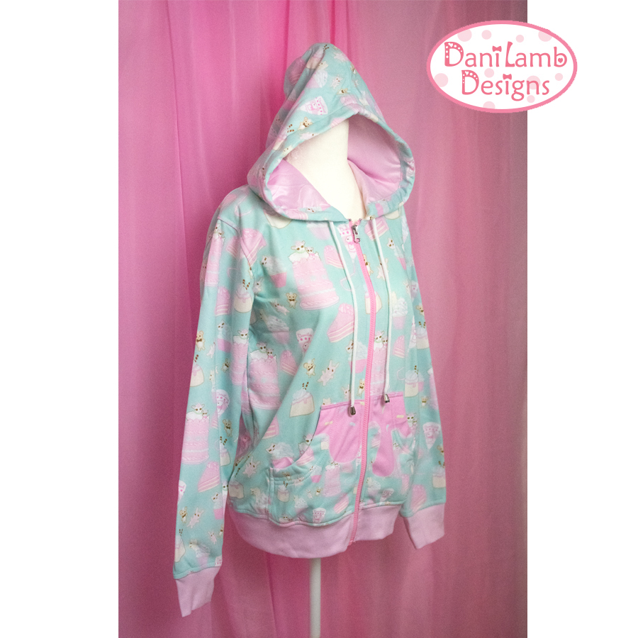 cakes and frosting print hoodie in mint