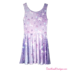 unicorn print dress lavender
